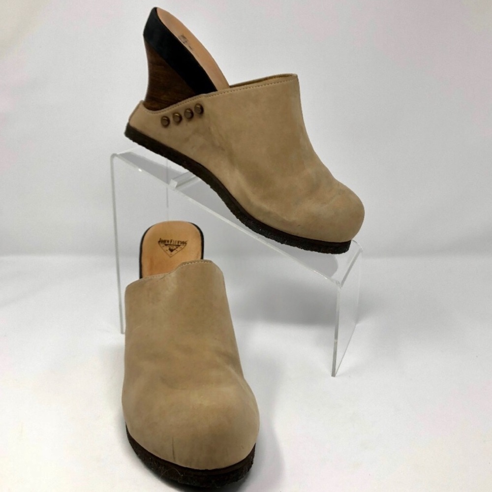 John Fluevog | Dusk Suede Mule Wooden  Size 11